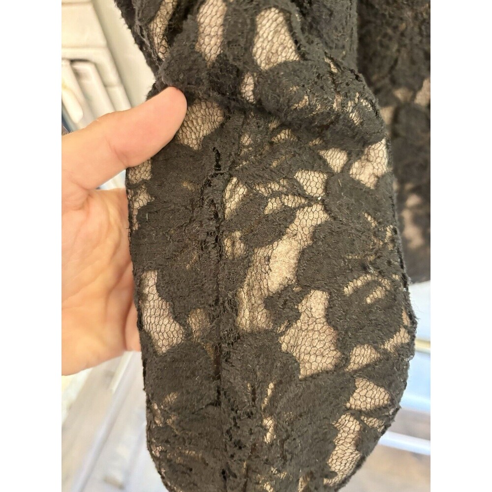 Nic + Zoe Women BLACK/Tan Petite Crochet Lace Overlay Knit Wool Jacket Blazer~PP - Picture 3 of 8